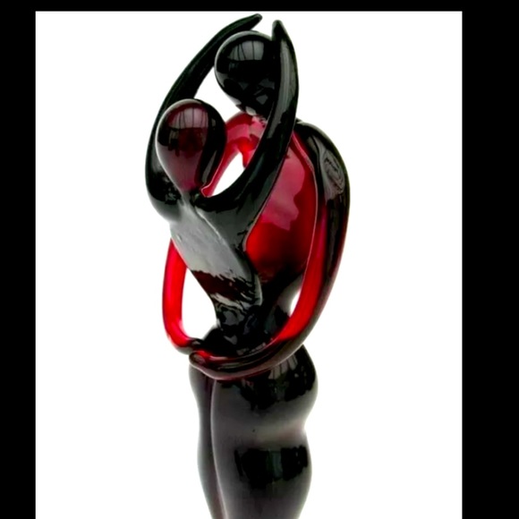 Stunning Murano Art Glass Freeform Lovers Figurine *Dark Red *XL 19cm Tall - Picture 1 of 4